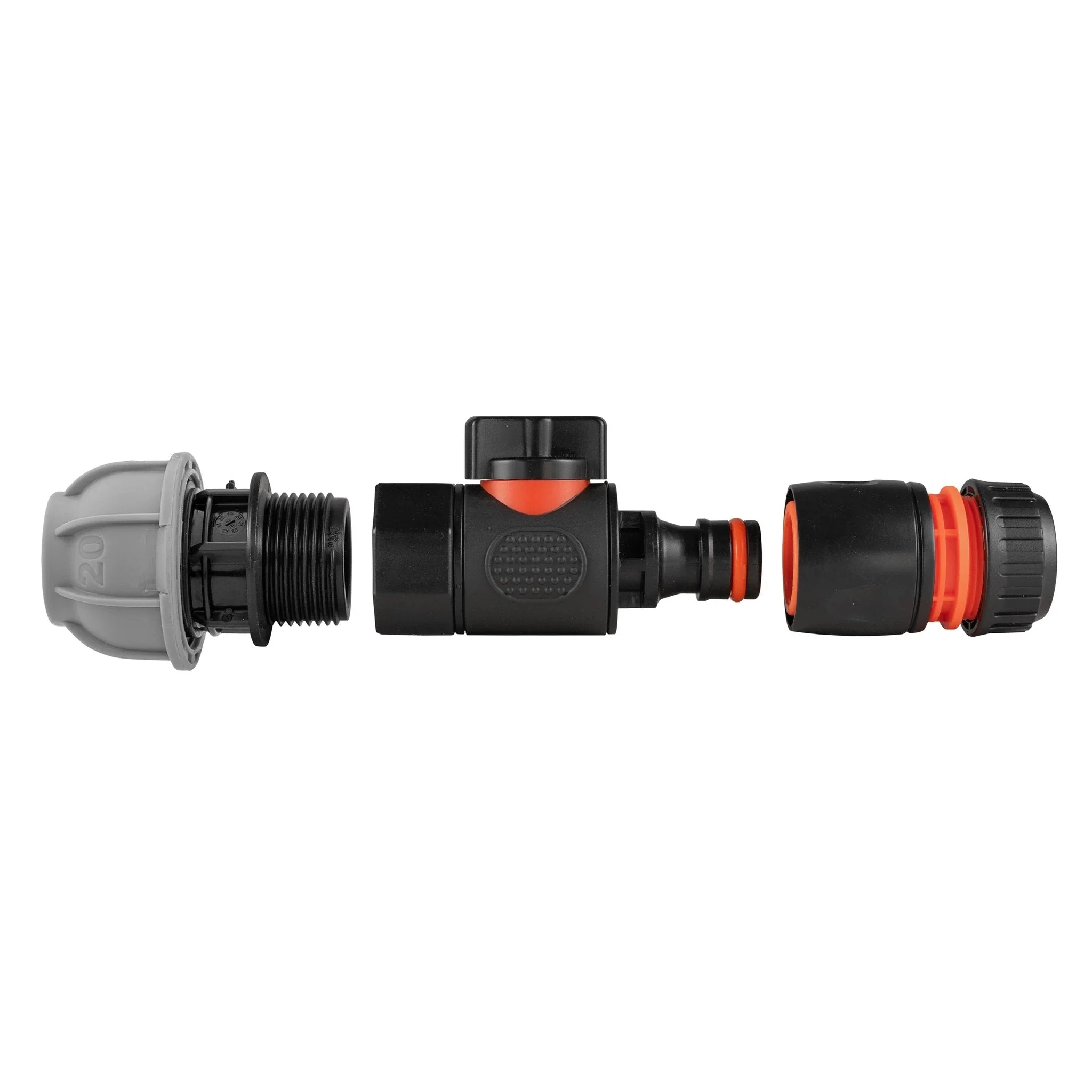 20mm MDPE Straight with BSPF-Quick Connect Valve & Hose Connector Black - Image 4