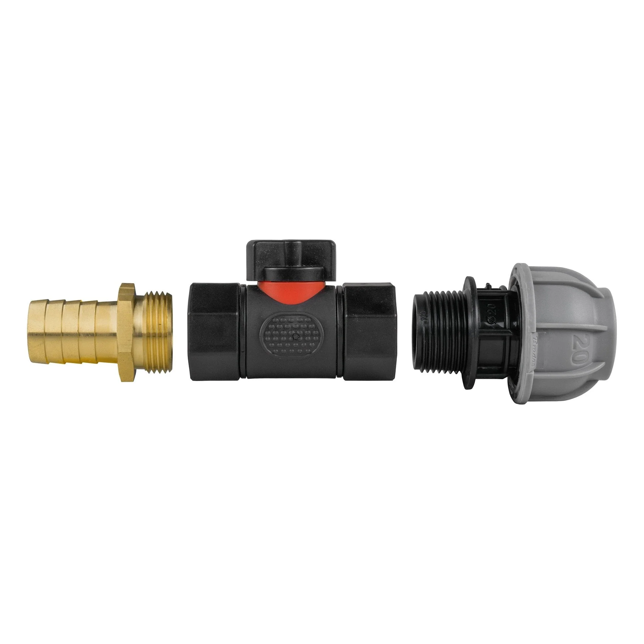 20mm MDPE Straight with In-Line BSPF Valve and 19mm Brass Barb - Image 4