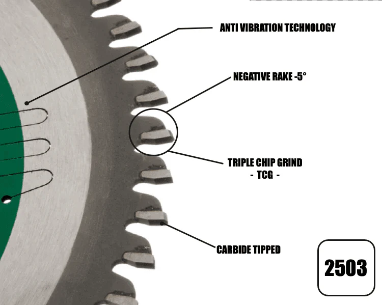 216mm x 30mm x 2.4mm 60T (TCG Neg Rake) Ali Blade - 2503 - Image 3