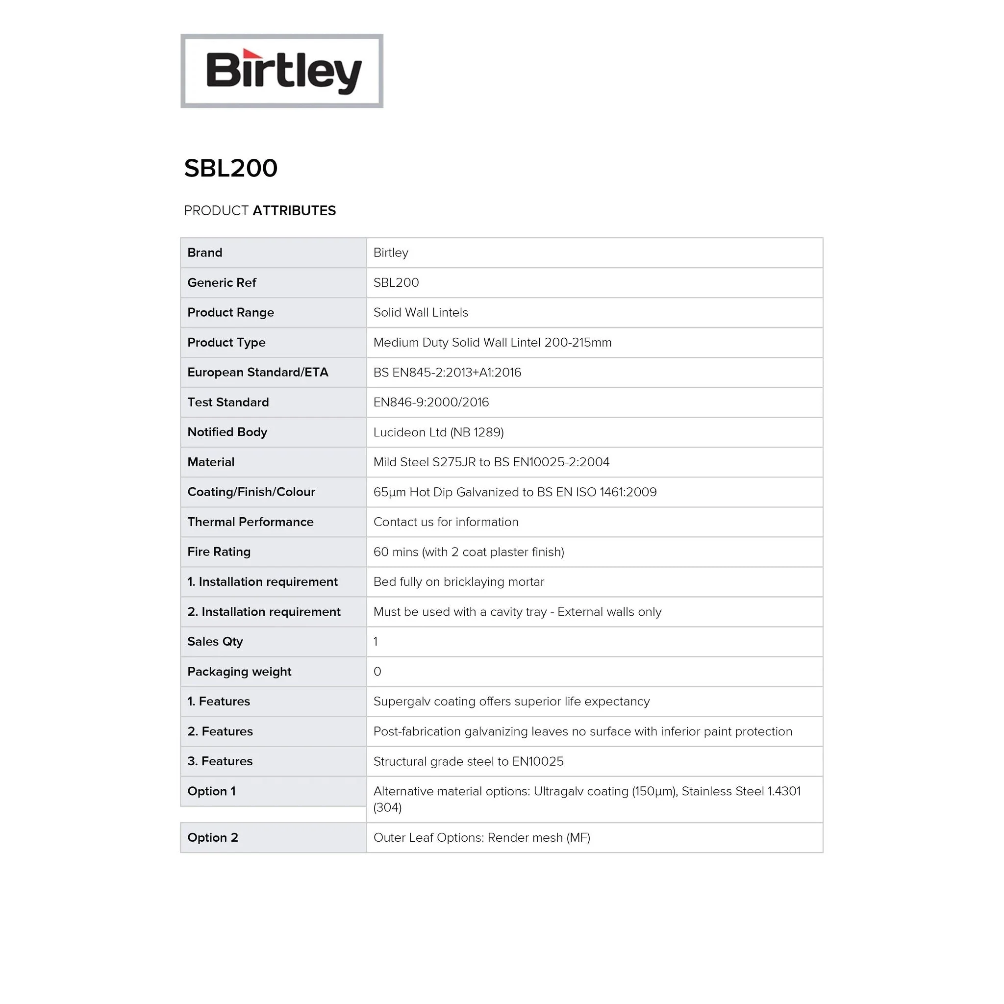 Birtley Medium Duty Solid Wall Lintel 200mm SBL200 - Image 3