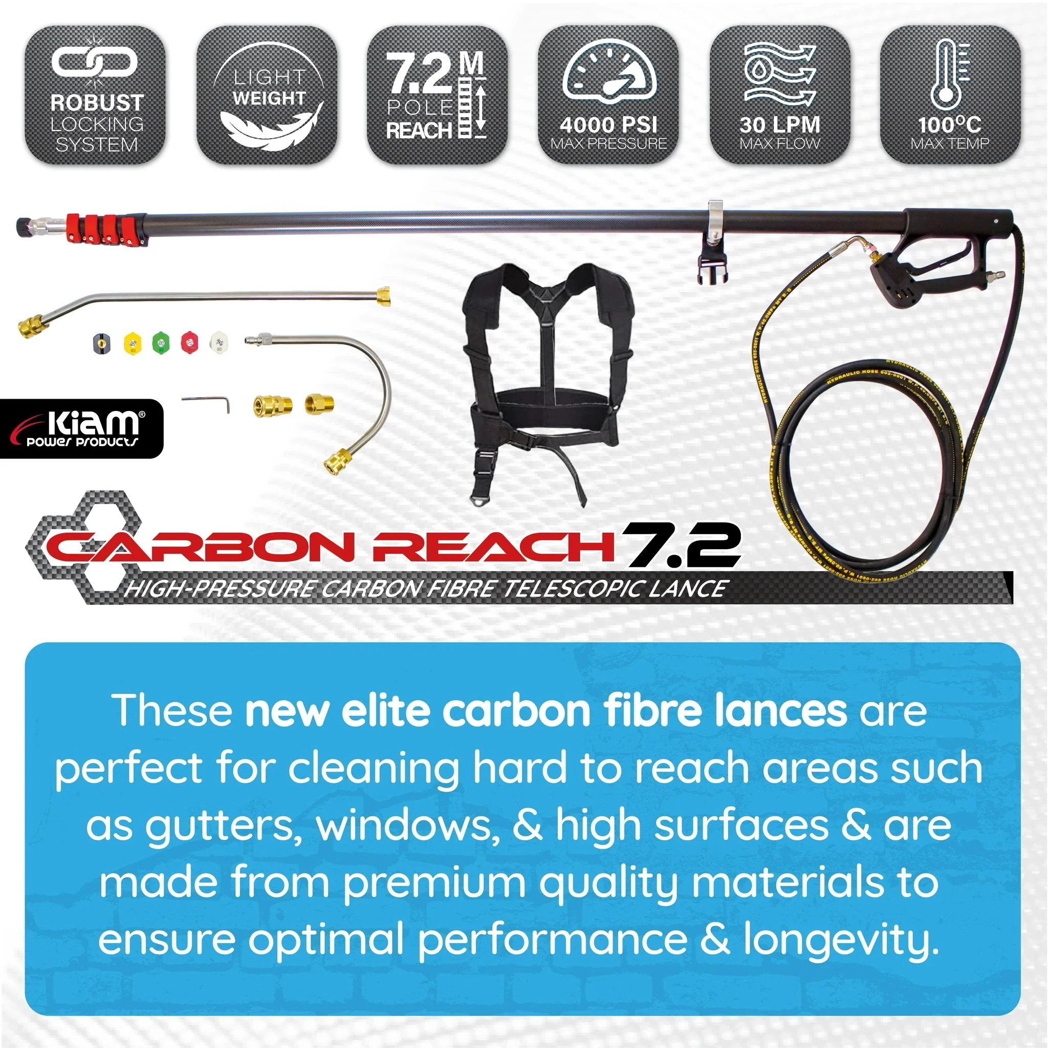 Carbon Reach 7.2 Metre Telescopic Carbon Fibre Lance - Image 2