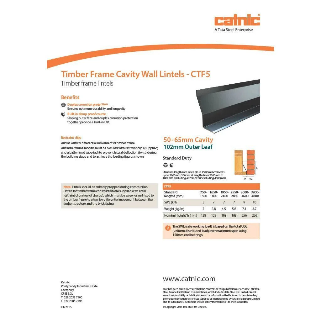 Catnic CTF5 Timber Frame Lintel 50mm Cavity - Image 4