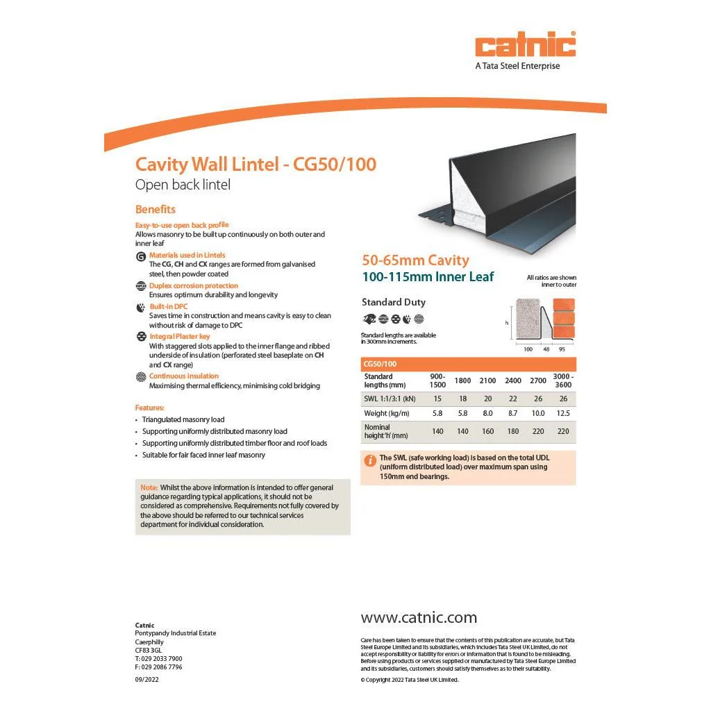 Catnic CG50/100 50mm Cavity Wall Lintel - Image 4