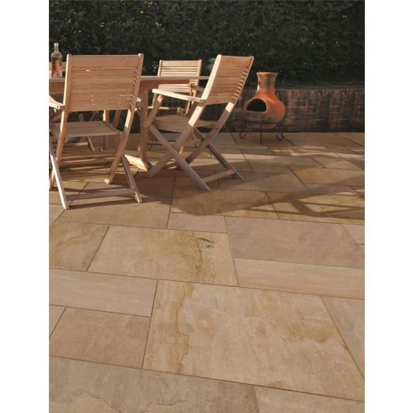 Eden Sandstone Porcelain Linear Pack Paving Slabs, 32 Pack, 1200 x 600 x 20 mm - Image 3