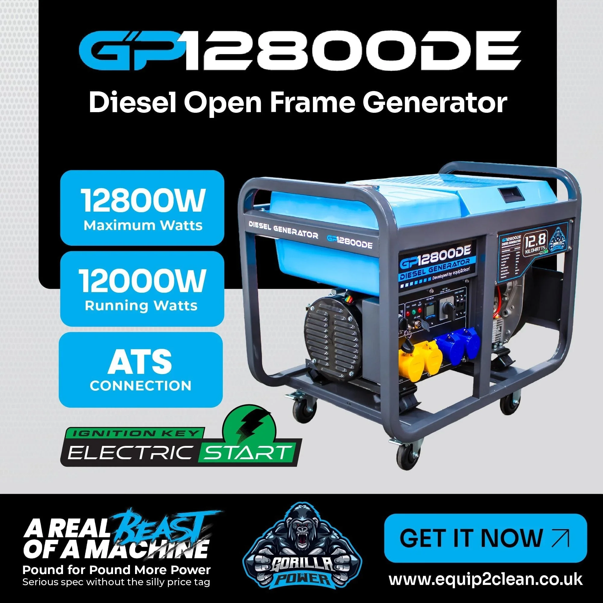 Gorilla Power 12800W Diesel Generator with Key Start - GP12800DE – High-Performance & Heavy-Duty Power - Image 2