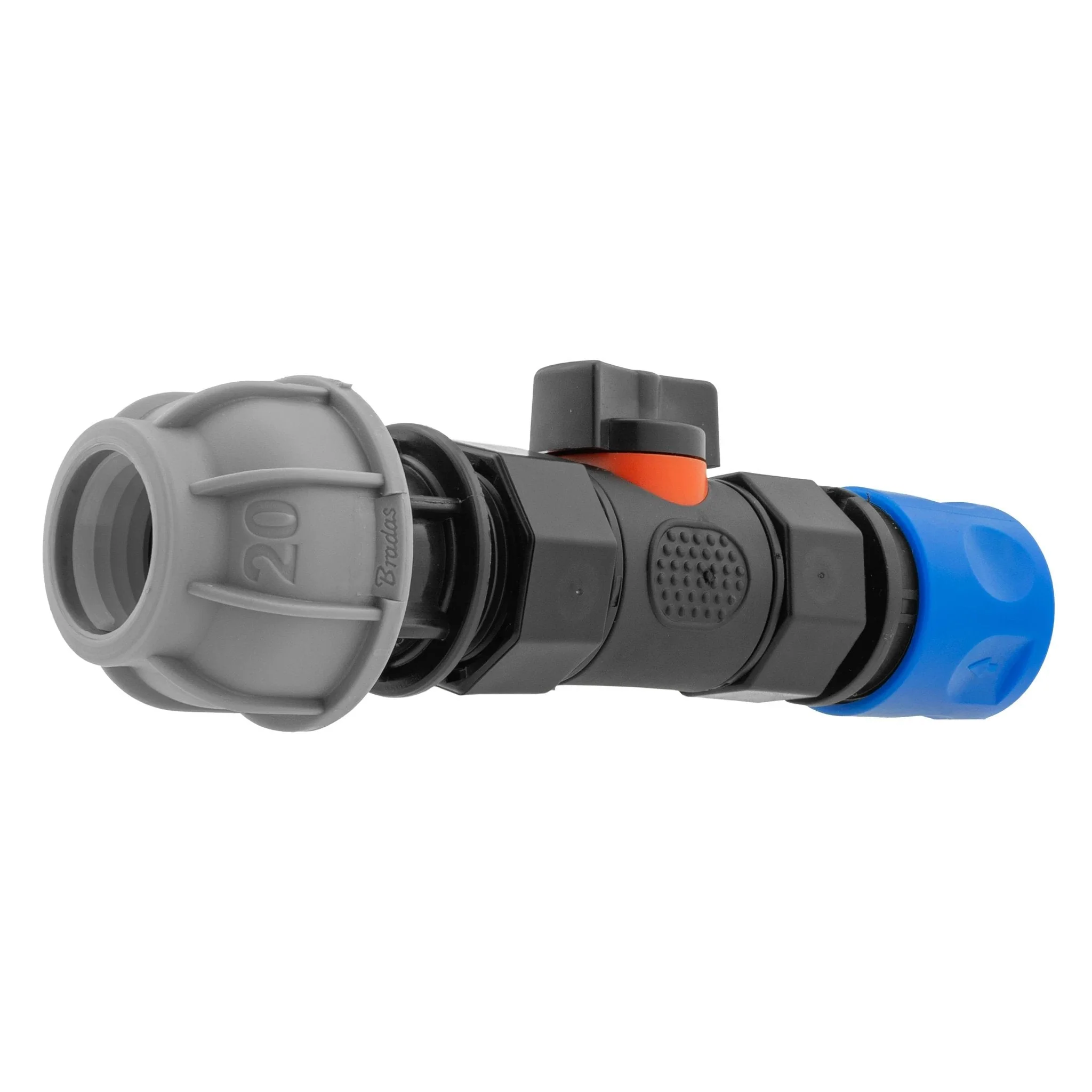 Hose Connector Blue with In-Line BSPF Valve and 20mm MDPE Straight - Image 3