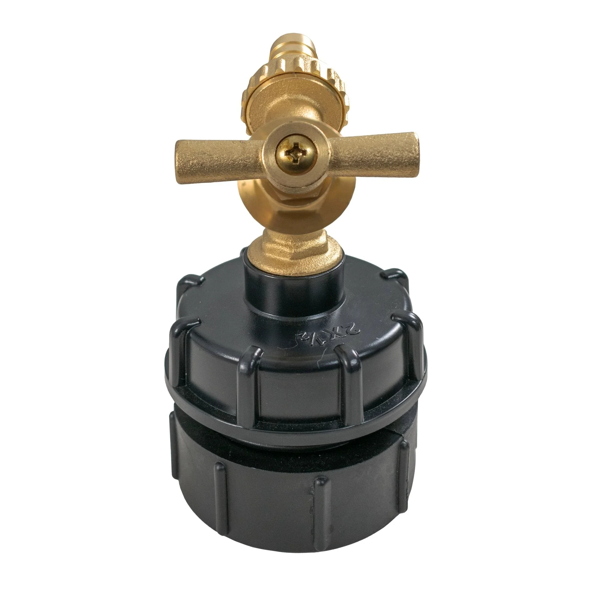 IBC 2” BSPF – S60X6 Cap with S60X6 – ½” BSPF Cap and Brass Bib Tap 1/2” Barb - Image 2