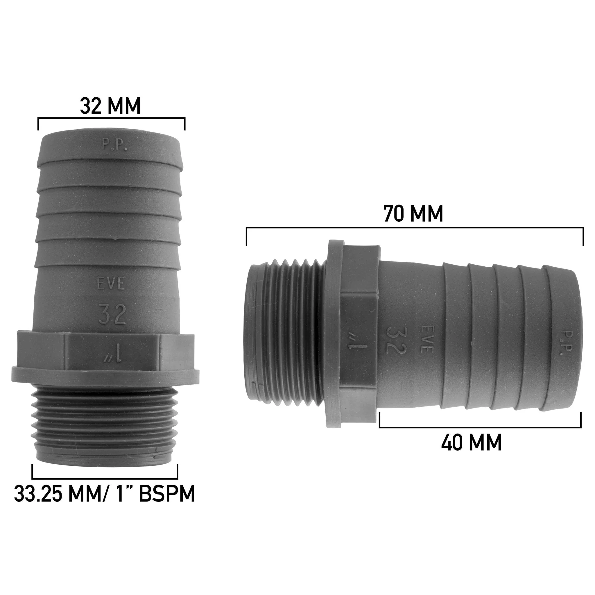 IBC 2” S60X6 Cap with 32mm Barb Straight - Image 6