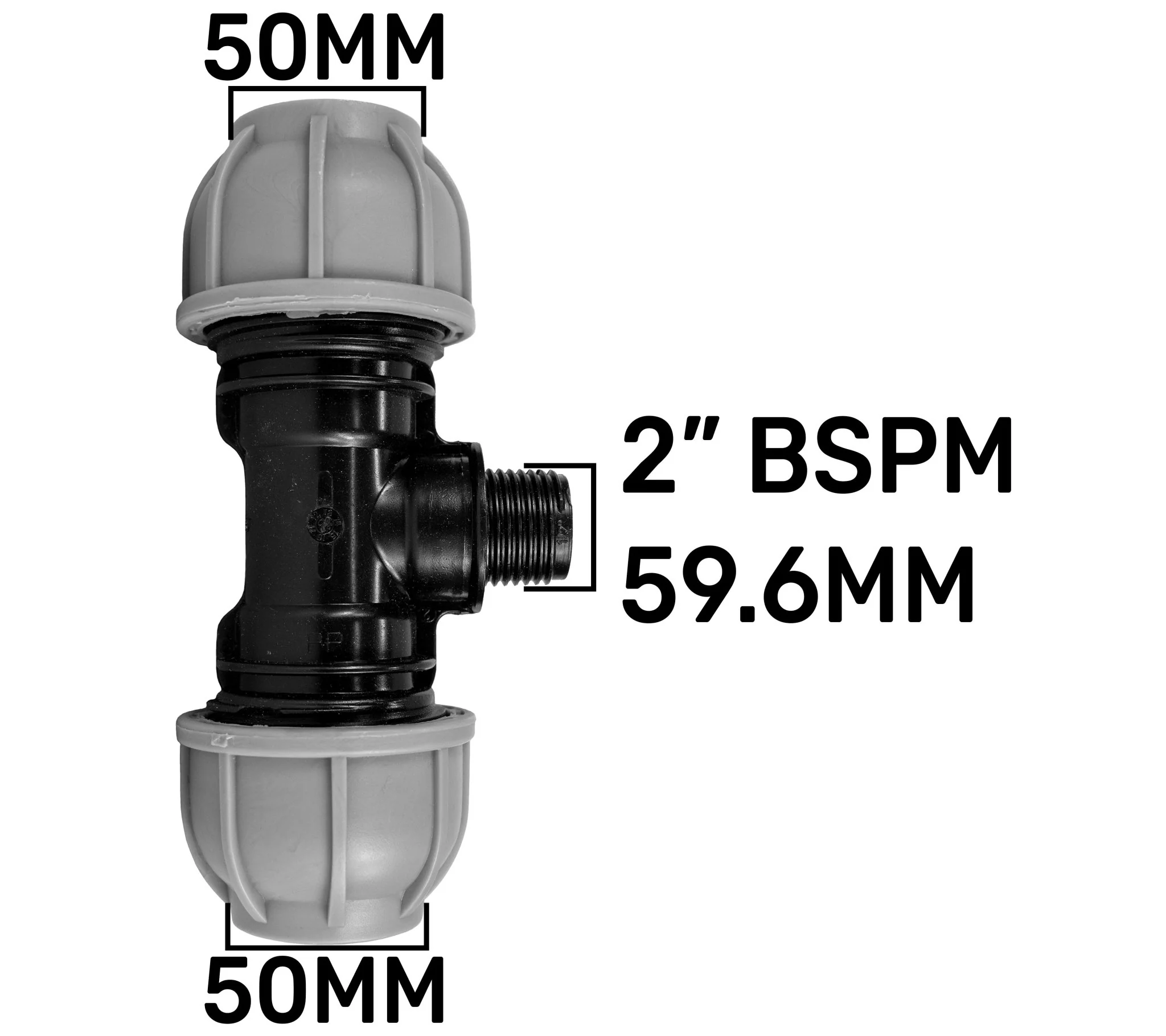 IBC 2” S60X6 Cap with 50mm MDPE Tee - Image 3