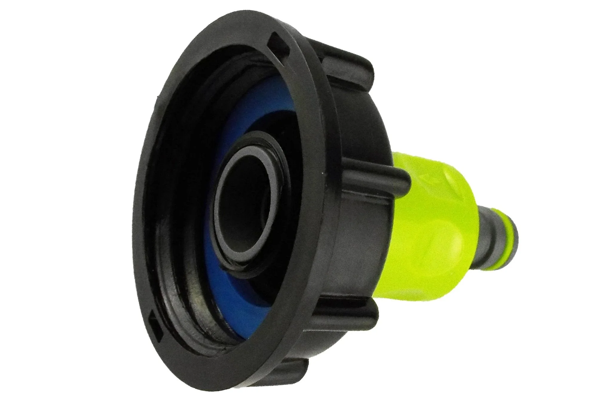 IBC 2” S60X6 Cap with ¾” BSP Threaded Hose Connector and Double Male Lime - Image 5