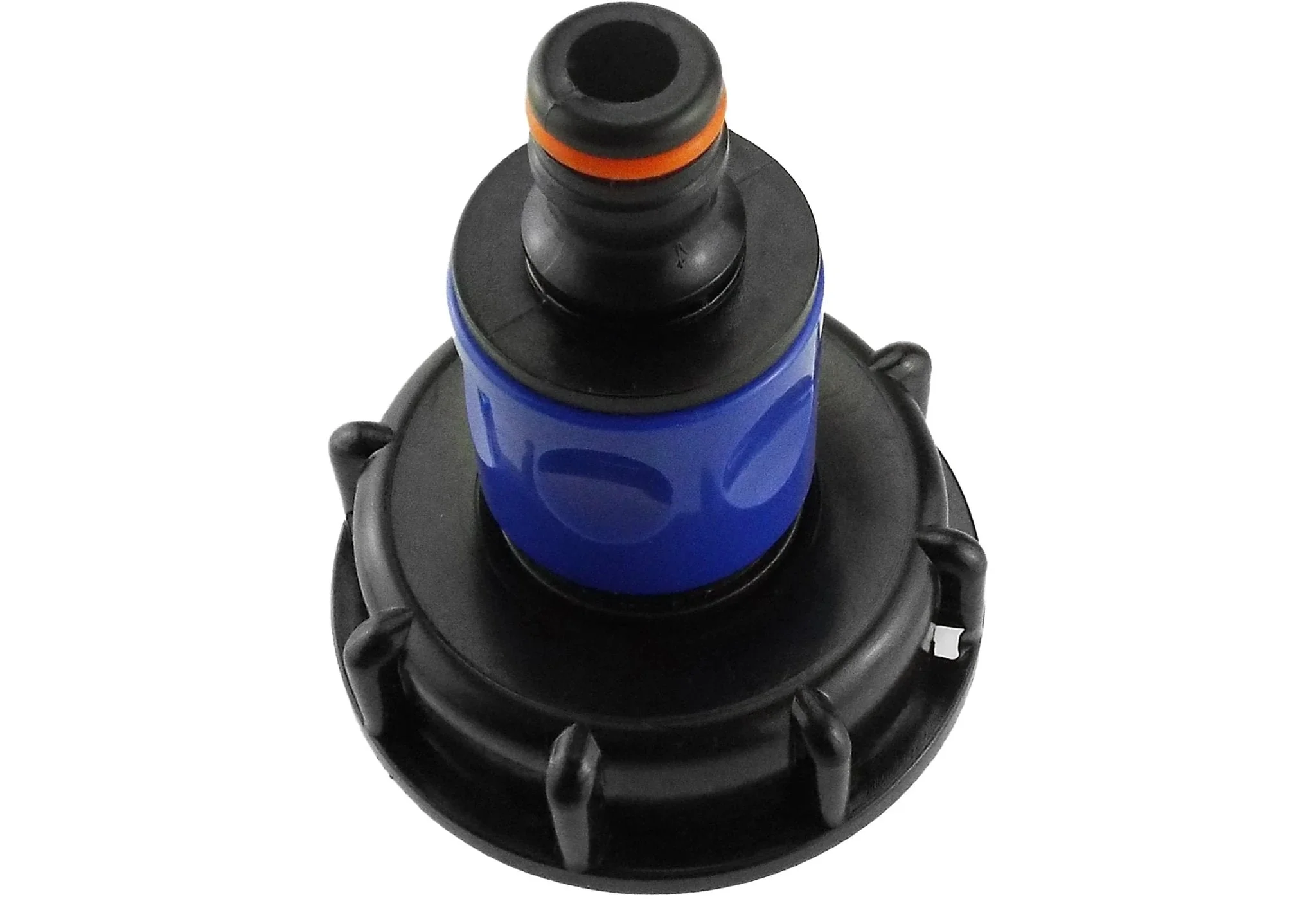 IBC 2” S60X6 Cap with ¾” BSP Threaded Hose Connector Blue and Double Male - Image 7