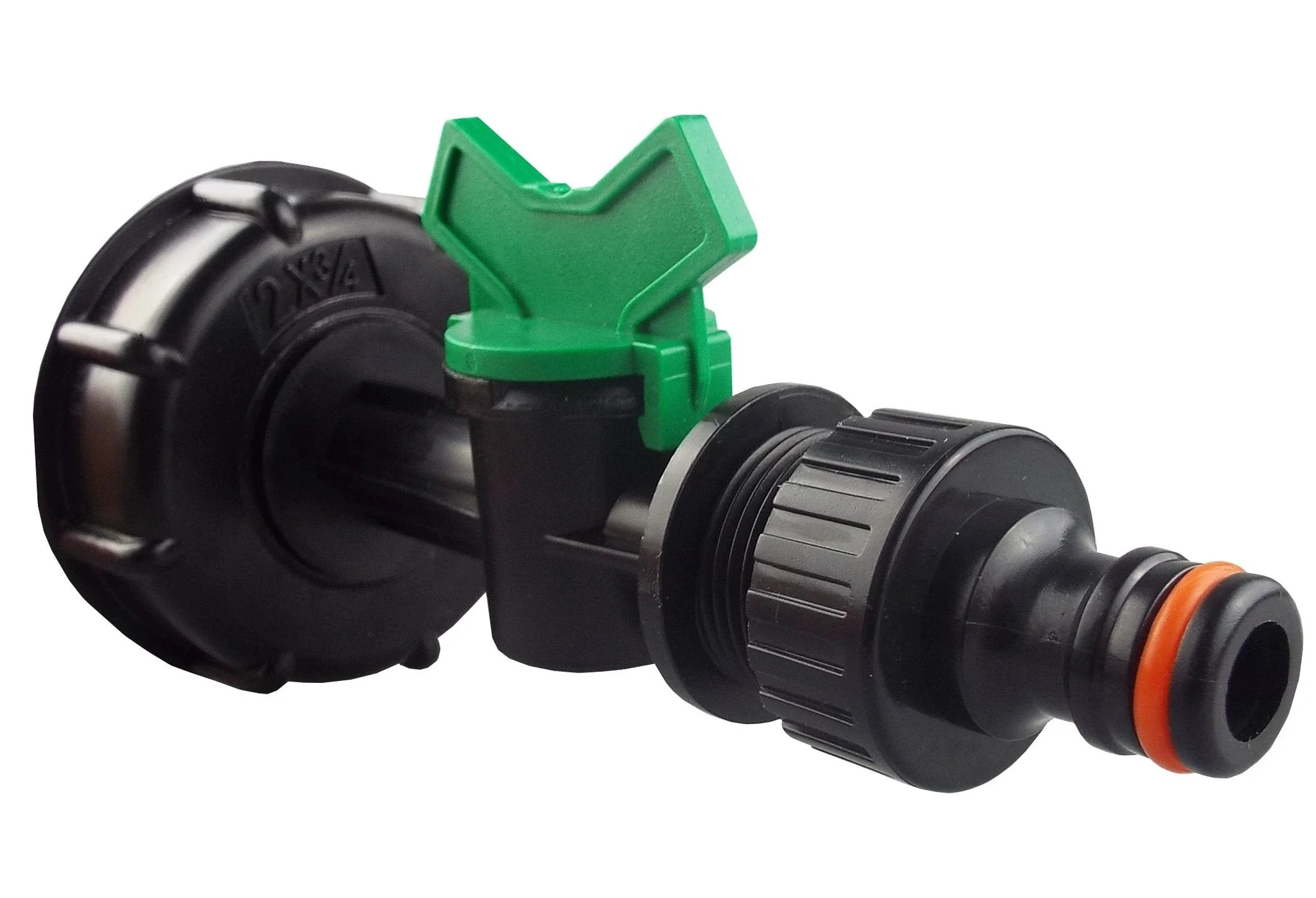 IBC 2” S60X6 Cap with In-Line Valve and Male Quick Connector - Image 2