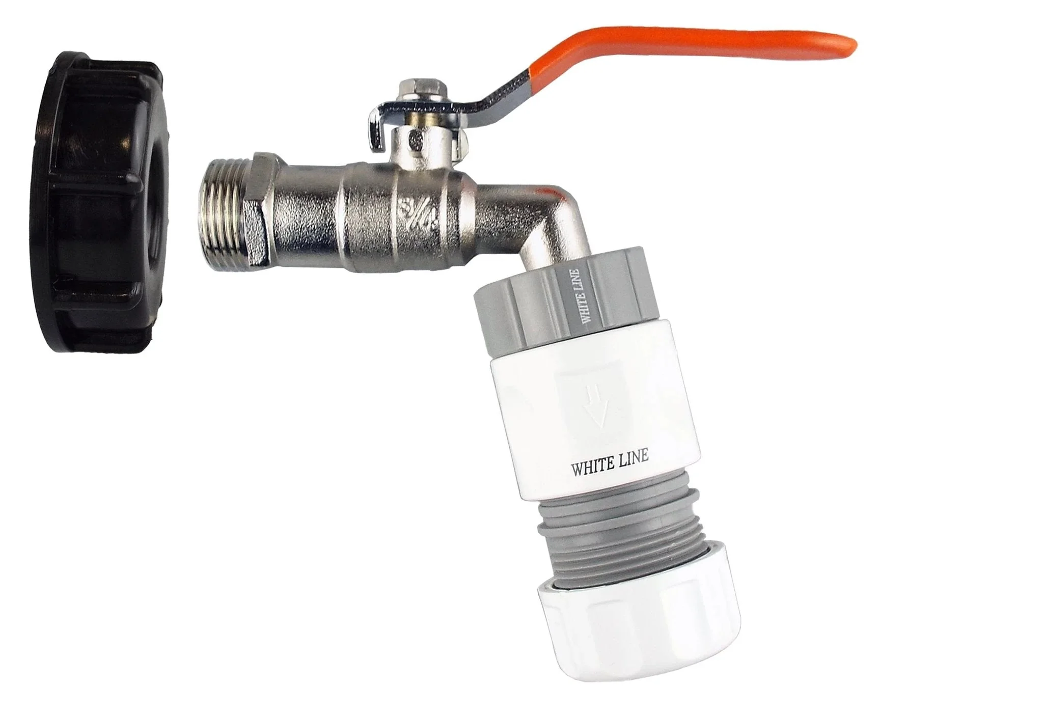 IBC 2” S60X6 Cap with Lever Tap and Max Flo Hose Connectors Set - Image 2