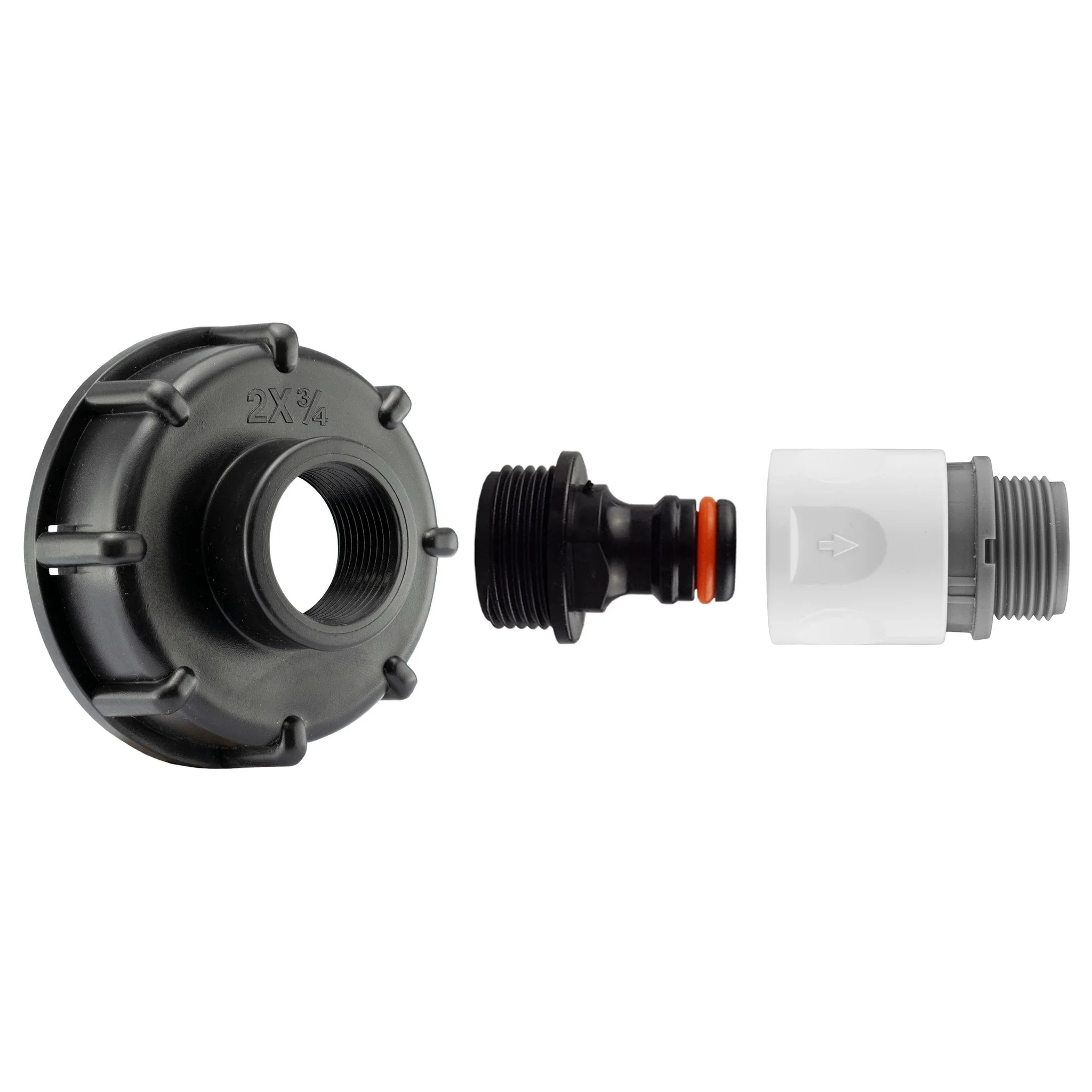 IBC 2” S60X6 Cap with Male Quick Connector and ¾” BSP Threaded Hose Connector - Image 2