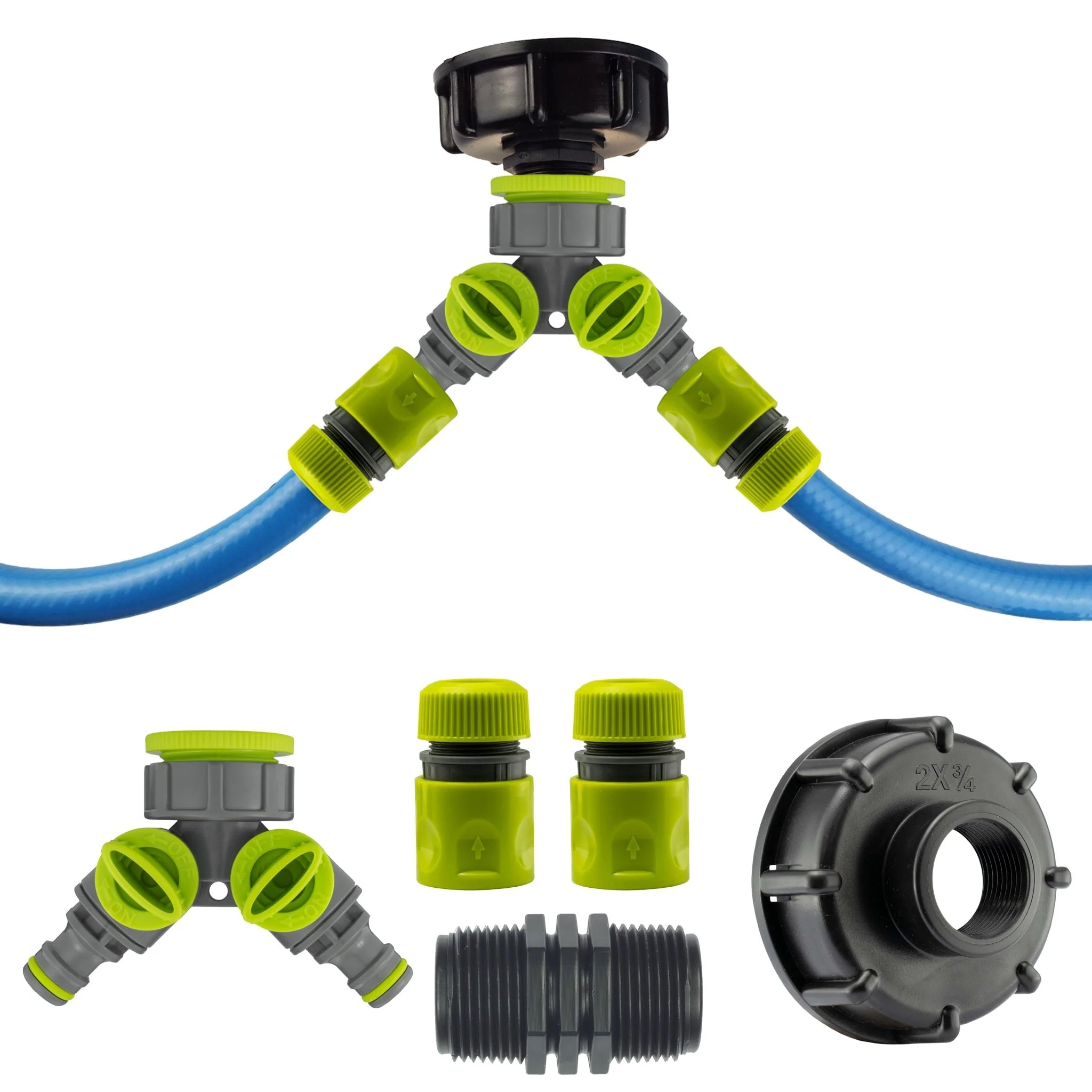 IBC 2” S60X6 Cap with Two Way Valved Splitter and Hose Connector - Image 3