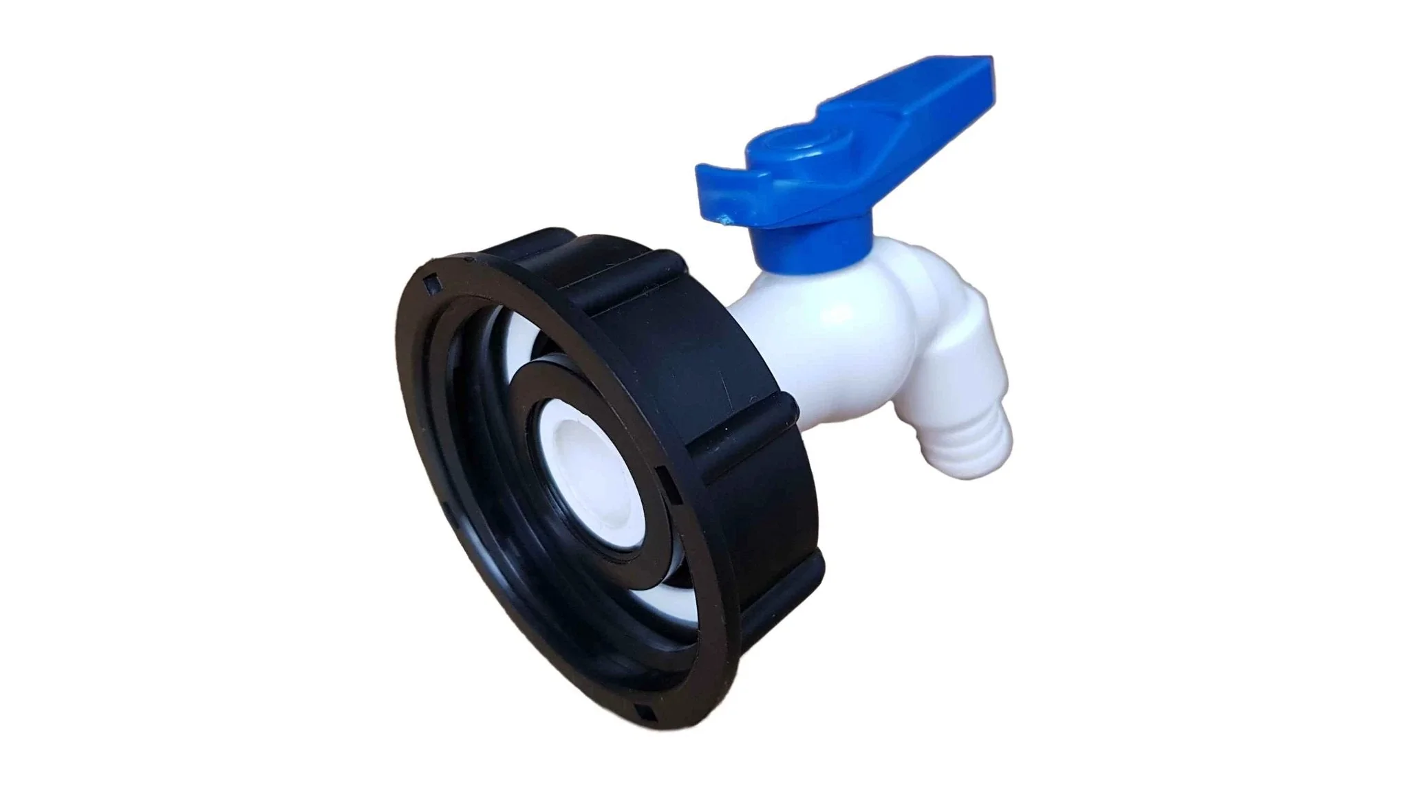 IBC 2” S60X6 Cap with White Blue Plastic Tap - Image 3