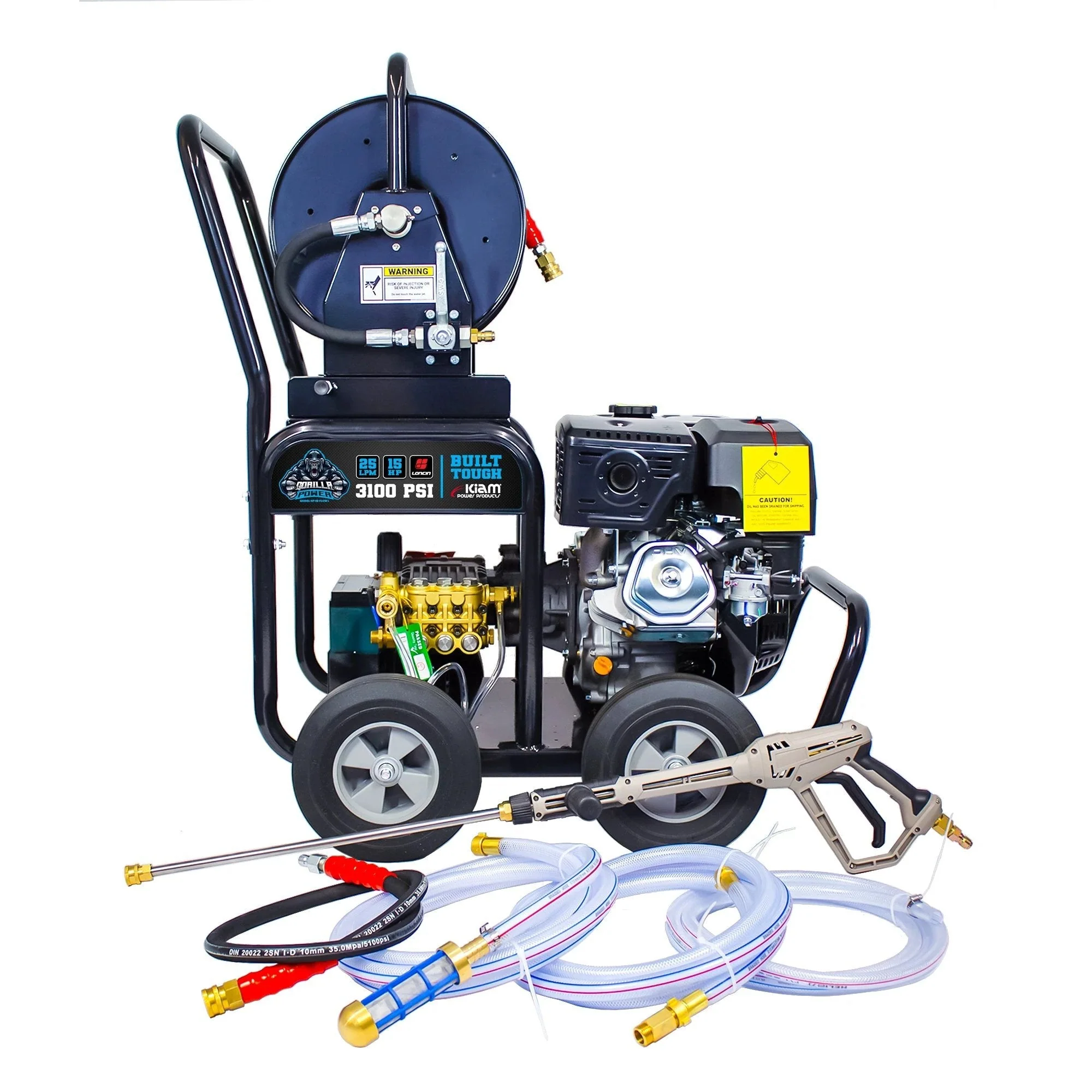 Kiam GORILLA POWER® 3100PSI 25LPM 15HP Petrol Pressure Washer Loncin Engine - Image 4