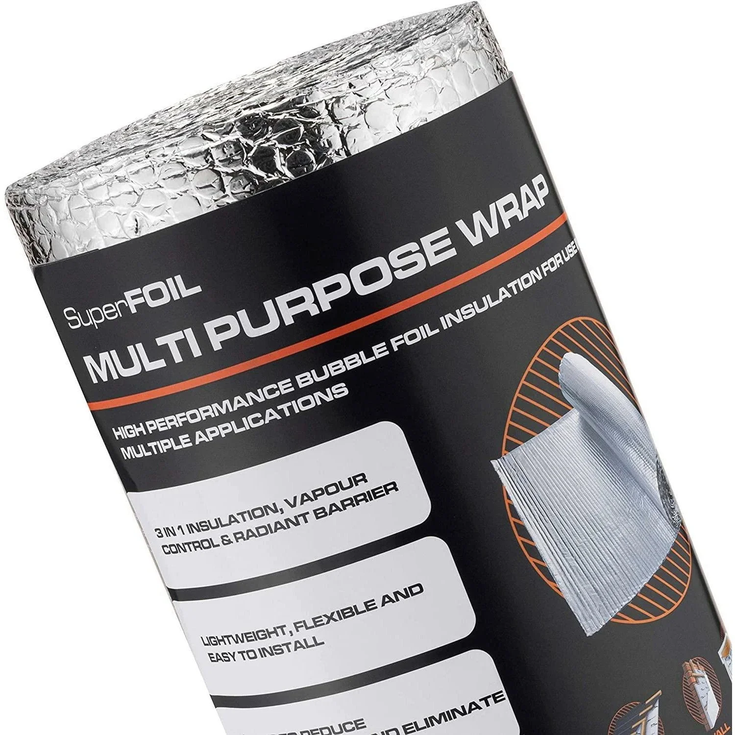SuperFOIL Multi Purpose Insulation High Performance Reflective Bubble Foil Wrap for Multiple DIY Applications 0.6m x 7.5m - Image 4