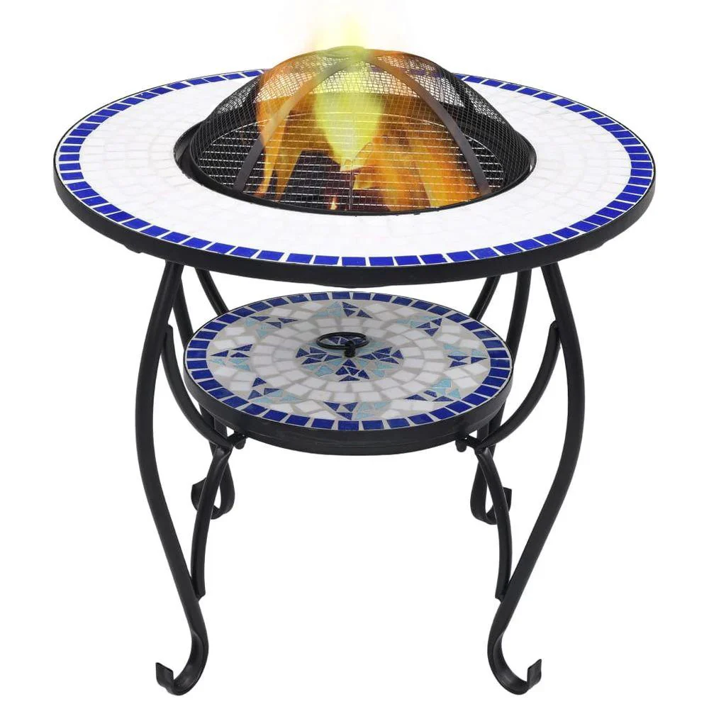 Mosaic Fire Pit Table 26.8" Ceramic Fireplace Heater Multi Designs - Image 3