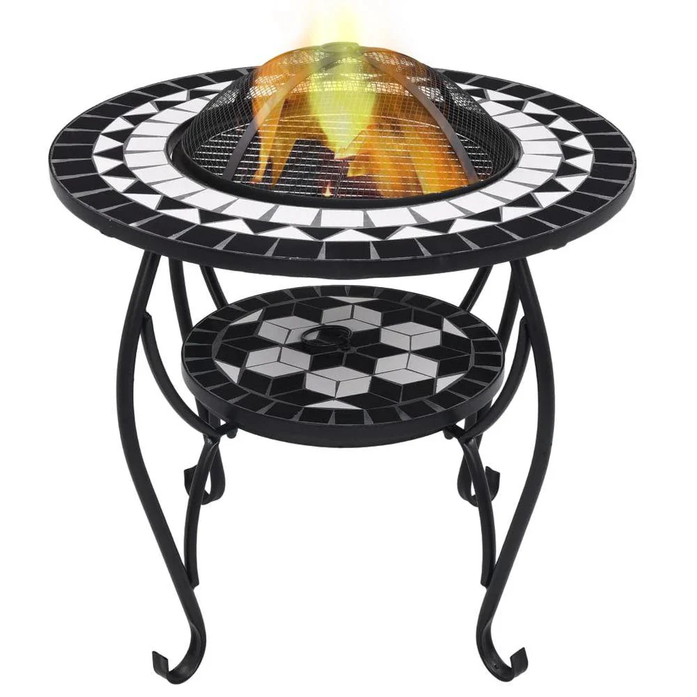 Mosaic Fire Pit Table 26.8" Ceramic Fireplace Heater Multi Designs - Image 4