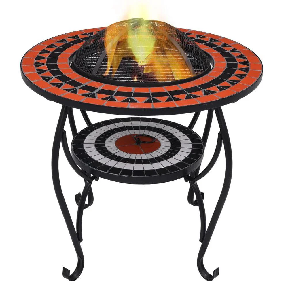 Mosaic Fire Pit Table 26.8" Ceramic Fireplace Heater Multi Designs - Image 5