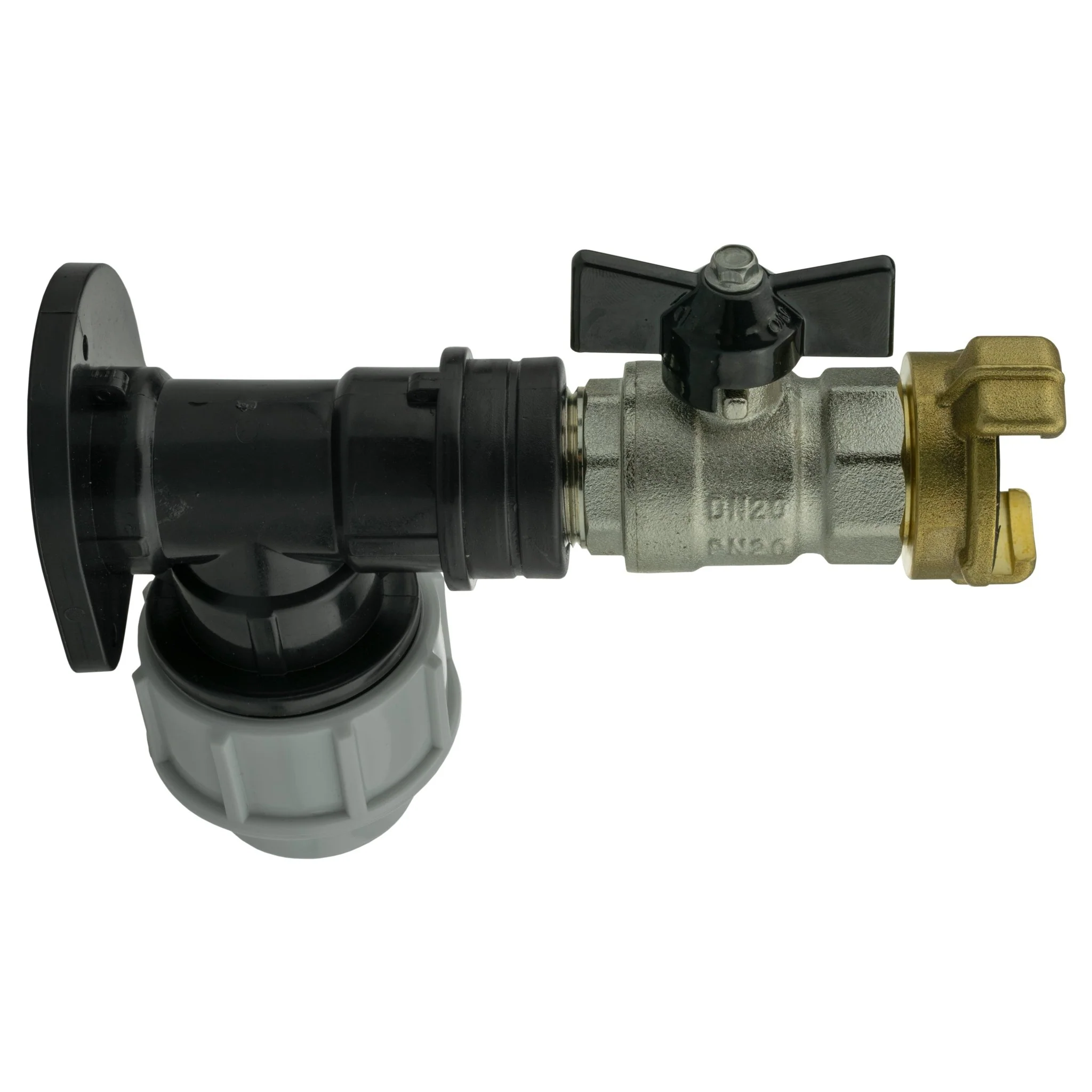 Wall Flange Kit 20mm MDPE + Bib Valve + ½” Geka - Image 2