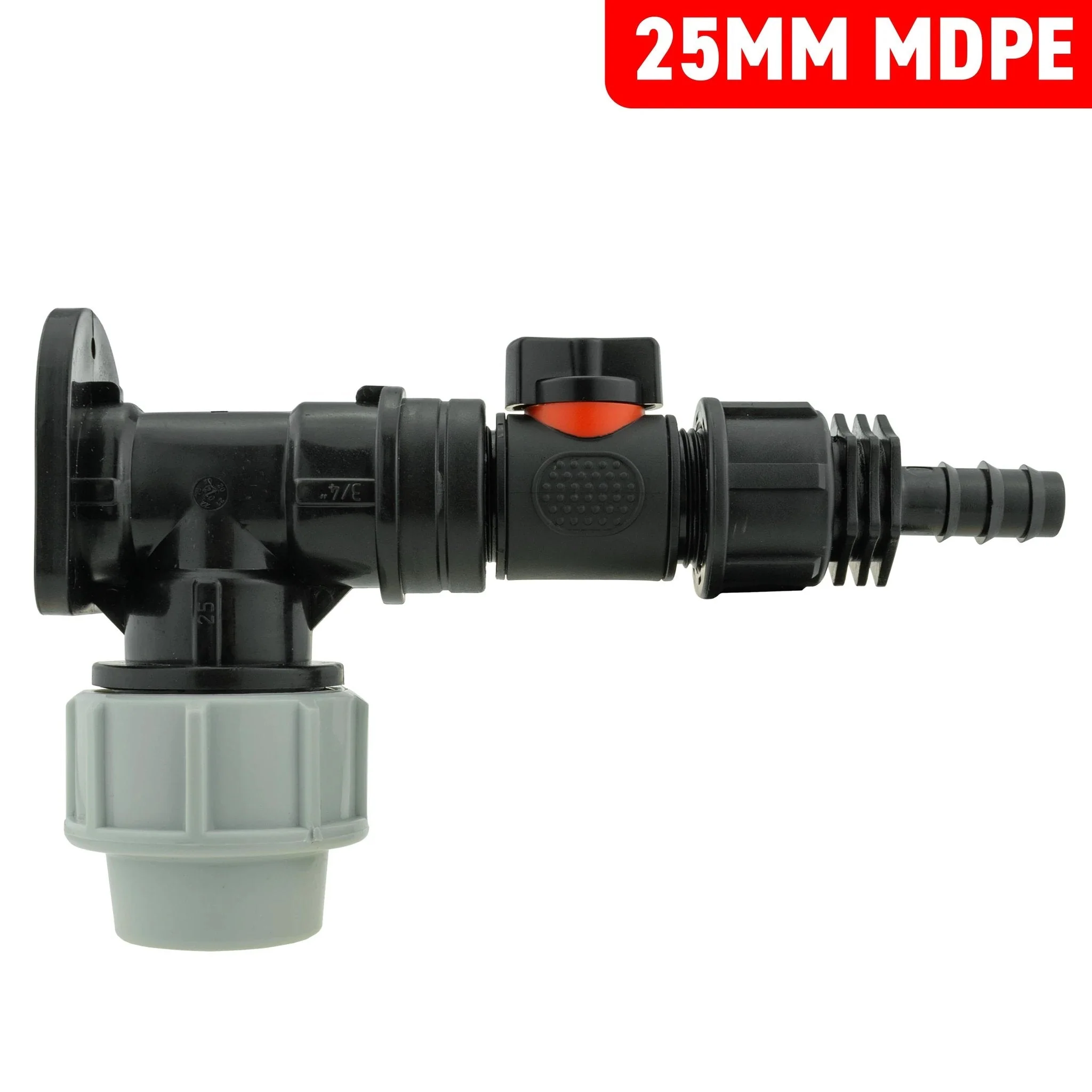 Wall Flange Kit 25mm MDPE + In-Line Valve + 1/2" Barb - Image 11