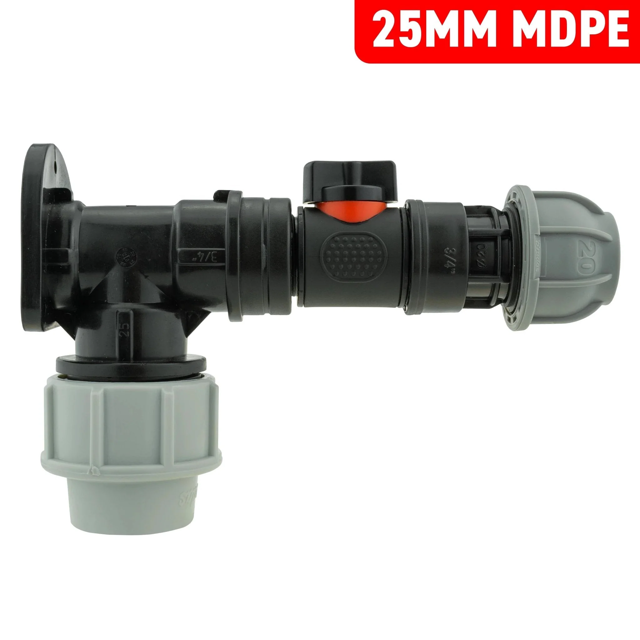 Wall Flange Kit 25mm MDPE + In-Line Valve + 20mm MDPE Joiner - Image 6