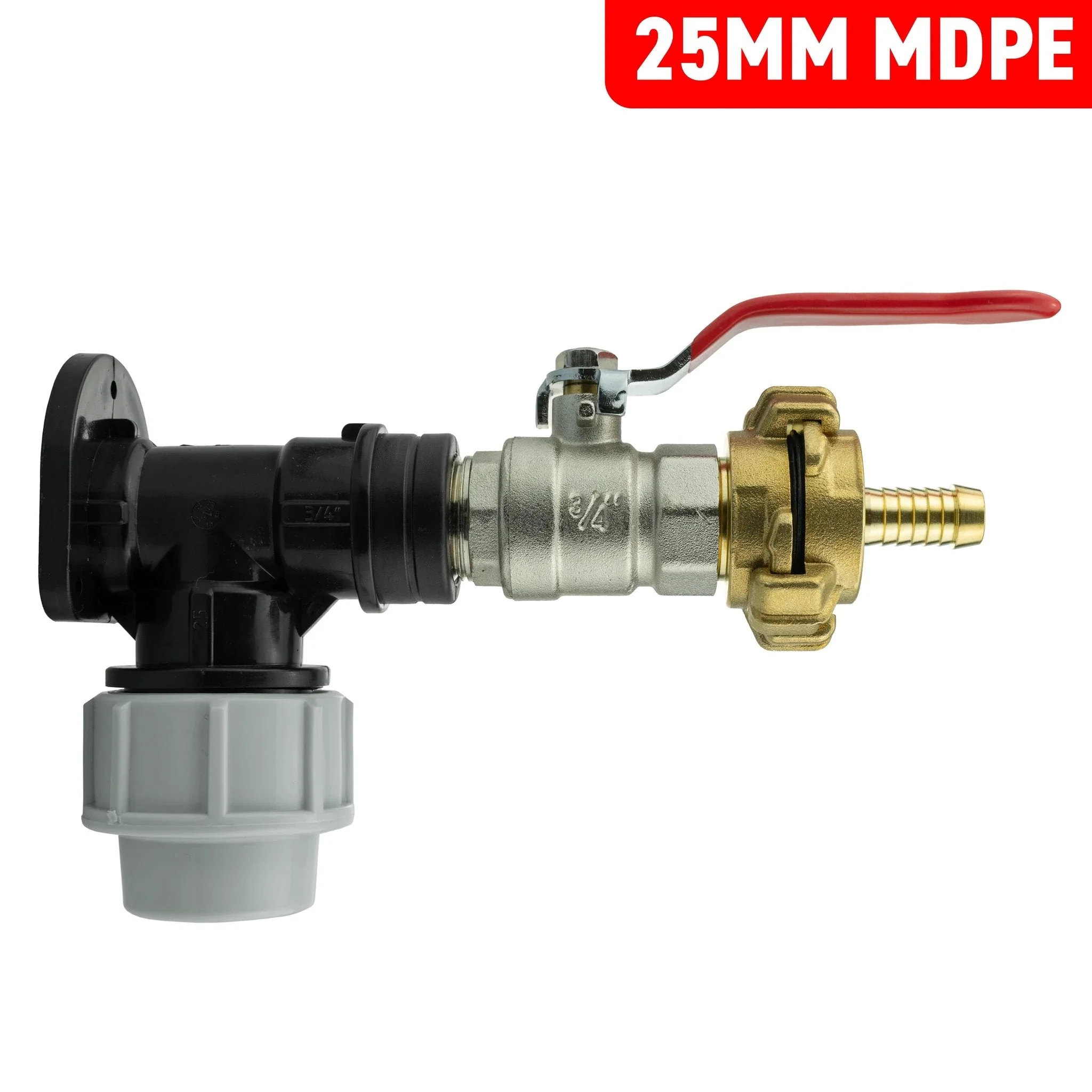 Wall Flange Kit 25mm MDPE + Lever Valve + 13mm Barbed Geka Set - Image 4