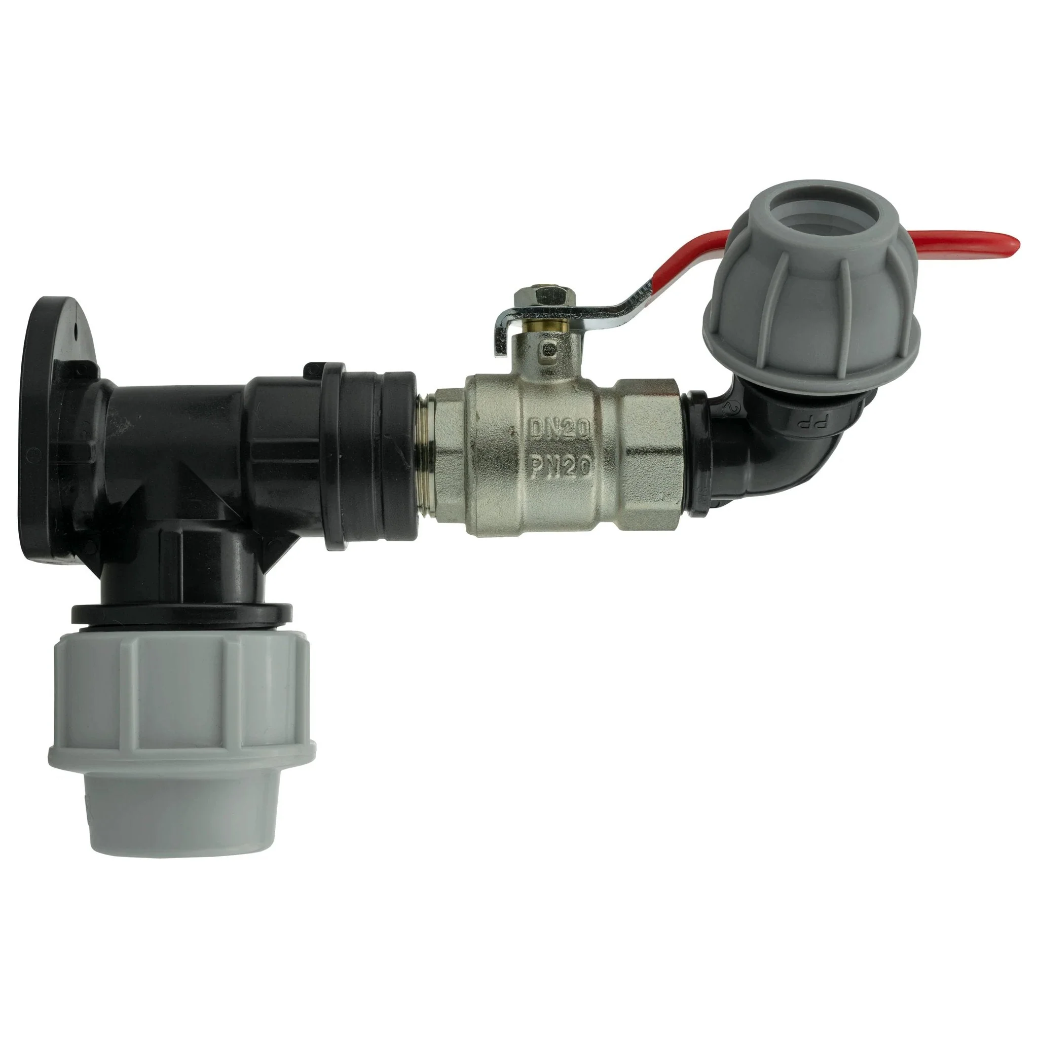 Wall Flange Kit 25mm MDPE + Lever Valve + 20mm MDPE Elbow - Image 4