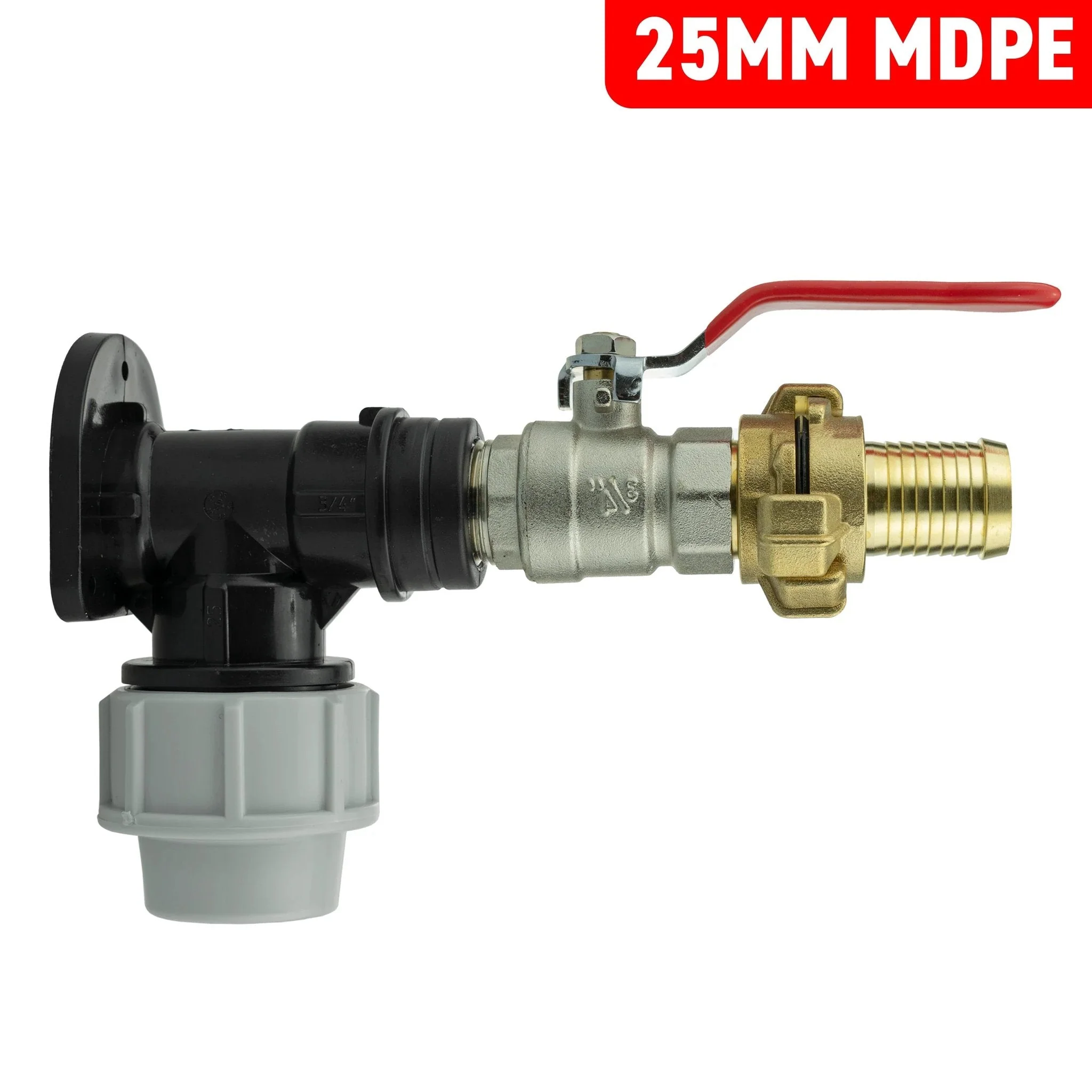 Wall Flange Kit 25mm MDPE + Lever Valve + 25mm Barbed Geka Set - Image 4