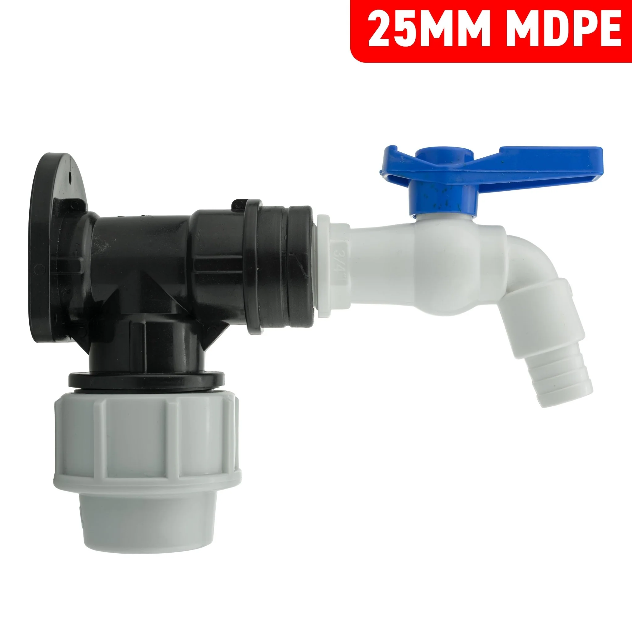 Wall Flange Kit 25mm MDPE + White PVC Tap - Image 6