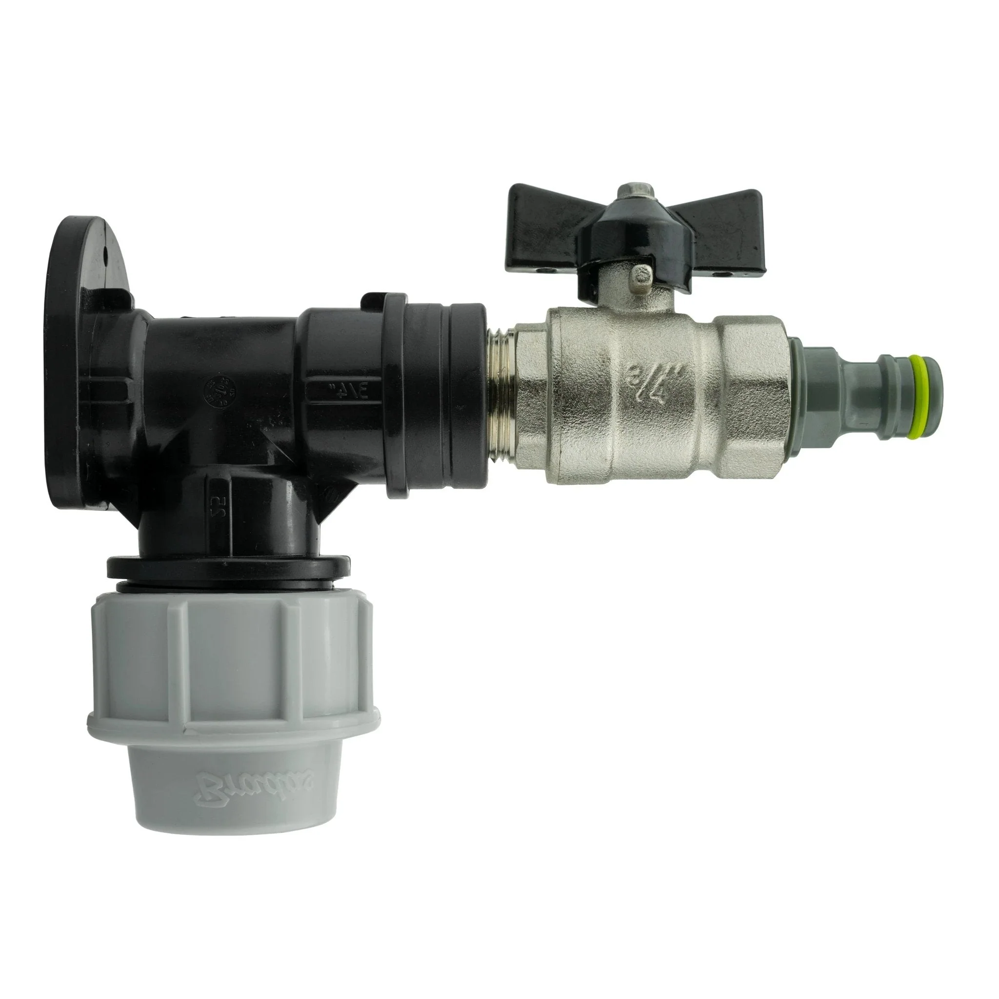 Wall Flange Kit 32mm MDPE + Bib Valve + Click Lock Male Lime