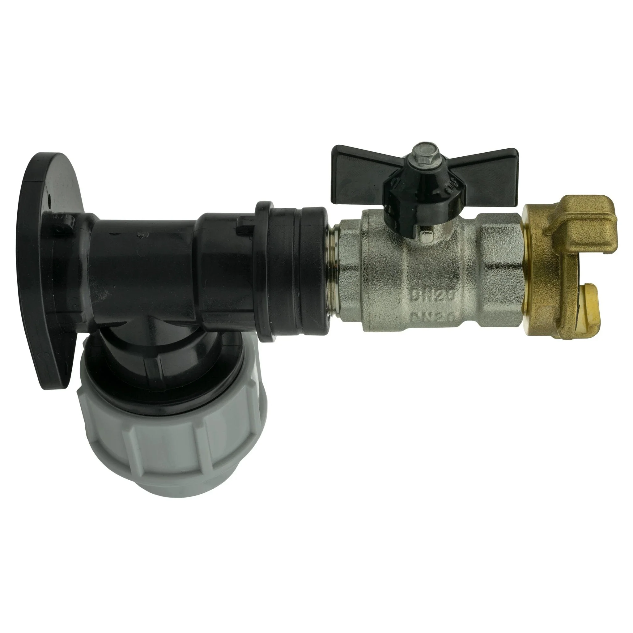 Wall Flange Kit 32mm MDPE + Bib Valve + Geka - Image 2
