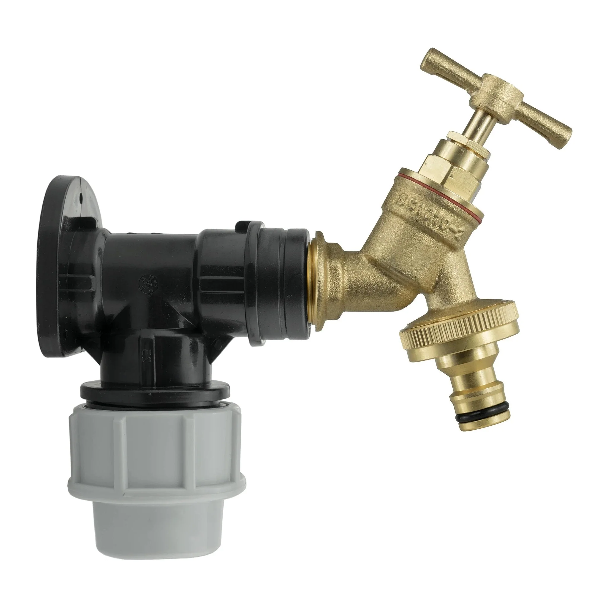 Wall Flange Kit 32mm MDPE - Brass Garden Tap Snap-On Male - Image 2