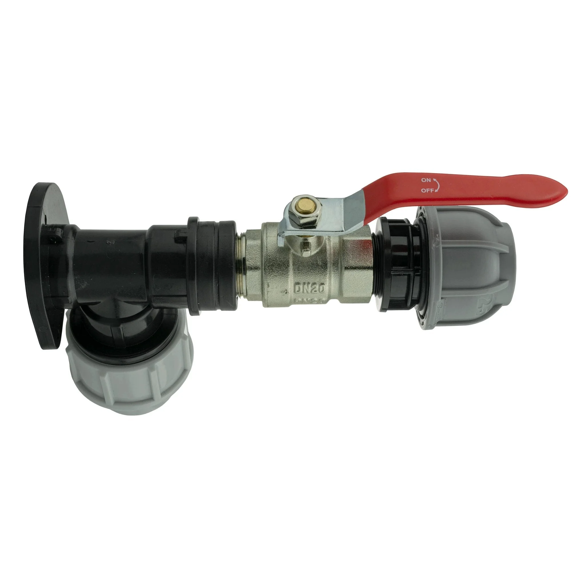 Wall Flange Kit 32mm MDPE + Lever Valve + 25mm MDPE Straight - Image 3