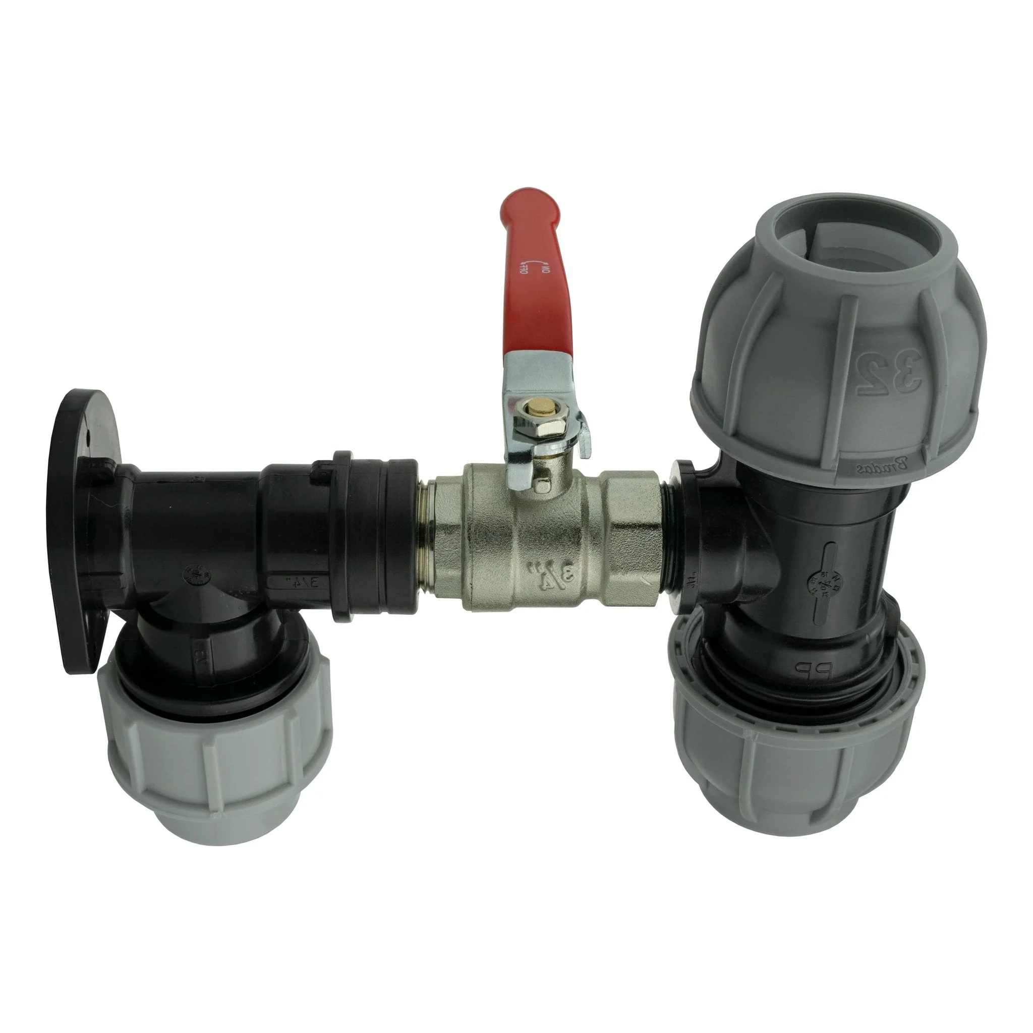 Wall Flange Kit 32mm MDPE + Lever Valve + 32mm MDPE Tee - Image 5